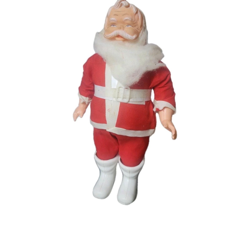 Vtg 1950s Rubber Face Santa Claus Doll 12" Red Christmas MCM Hong Kong